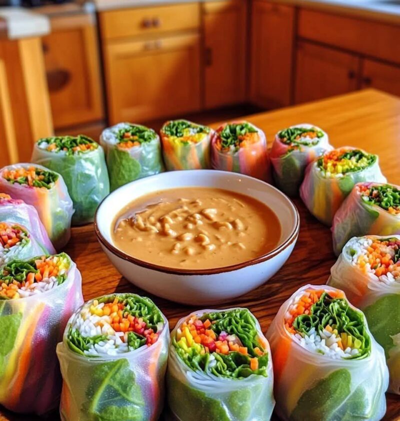 Hearty Veggie Rolls with Peanut Sauce