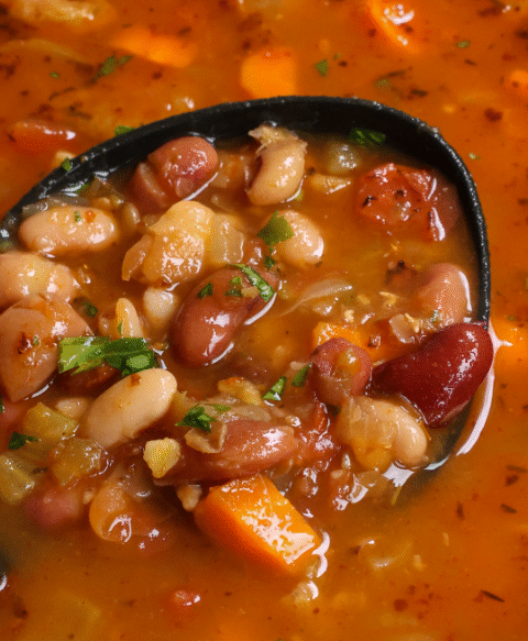 This hearty 15 bean soup is loaded with beans