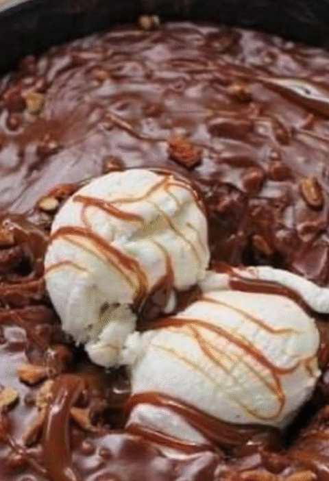 Chocolate cake with ice cream