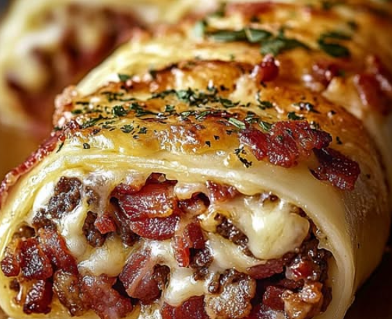 Garlic Butter Bacon Cheeseburger Rollups