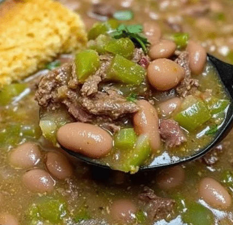 Pinto Beans, Green Chile and Beef soup