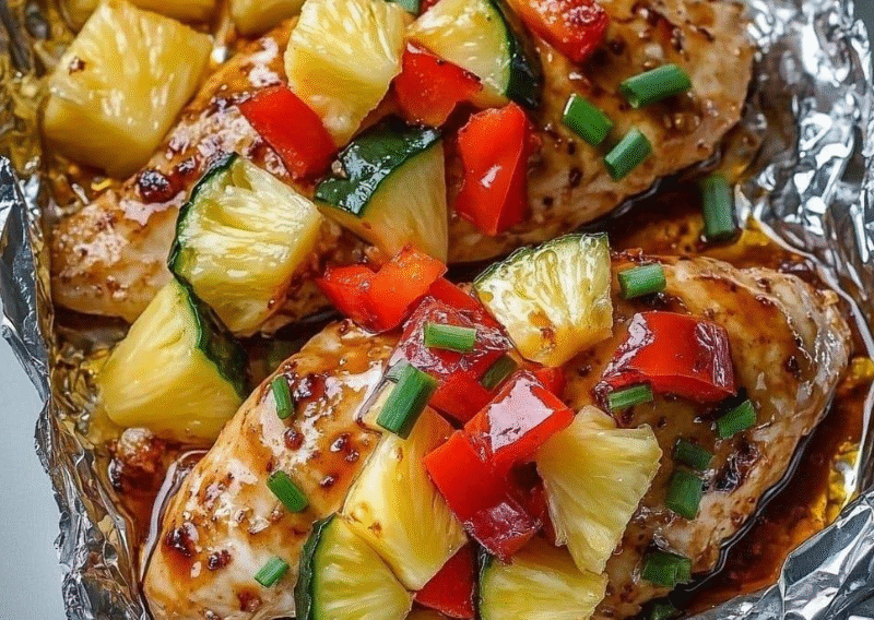Teriyaki Chicken and Pineapple Foil Packets