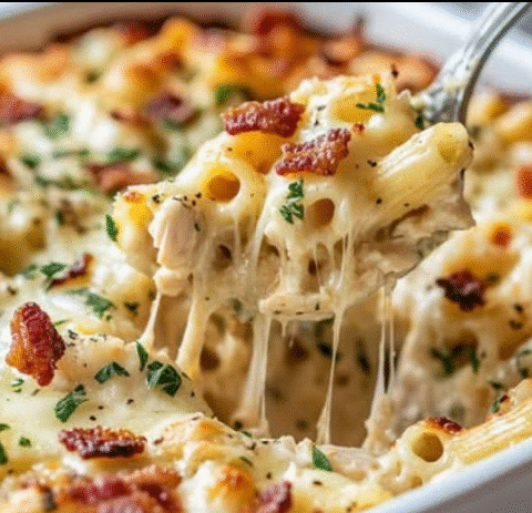 Cheesy Chicken Bacon Ranch Pasta Bake
