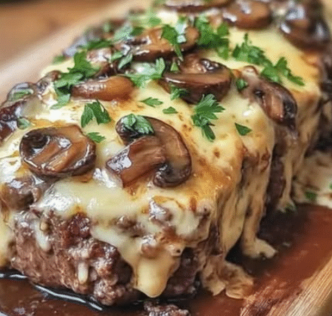 This Mushroom Swiss Cheese Meatloaf