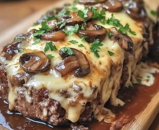 This Mushroom Swiss Cheese Meatloaf