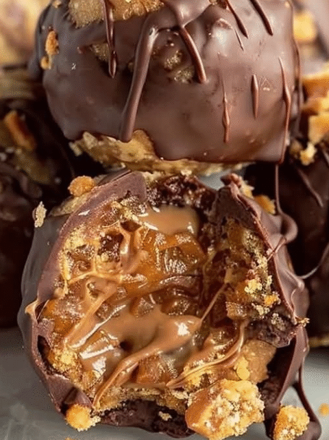No Bake Caramel Crunch Butterfinger Truffles Recipe