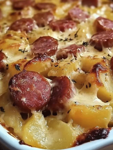 Kielbasa Sausage Cheesy Potato Casserole