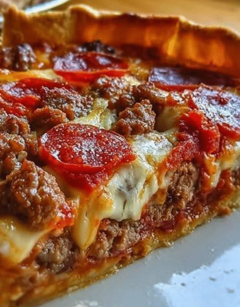 Deep Hamburger Beef Sausage & Pepperoni Pie