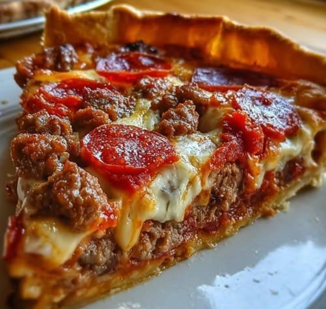 Deep Hamburger Beef Sausage & Pepperoni Pie