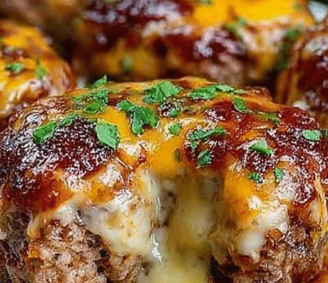 Cheesy Stuffed Meatloaf Bites