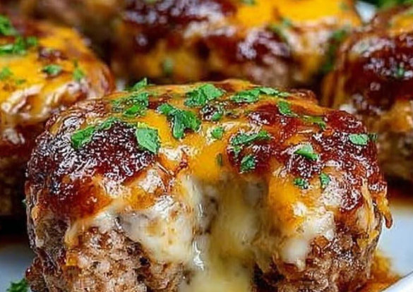 Cheesy Stuffed Meatloaf Bites