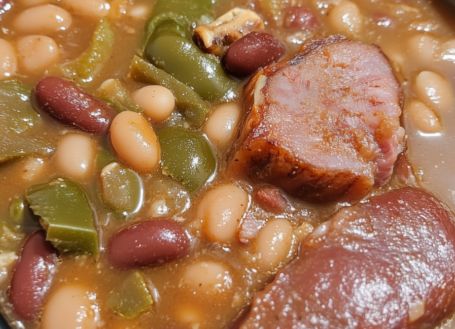 Crockpot Pinto Beans with Ham Hocks and Chiles