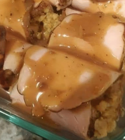 Turkey Roll Ups with Stuffing and Gravy