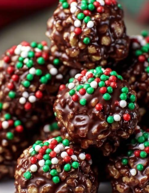 Christmas Chocolate Rice Krispie Balls