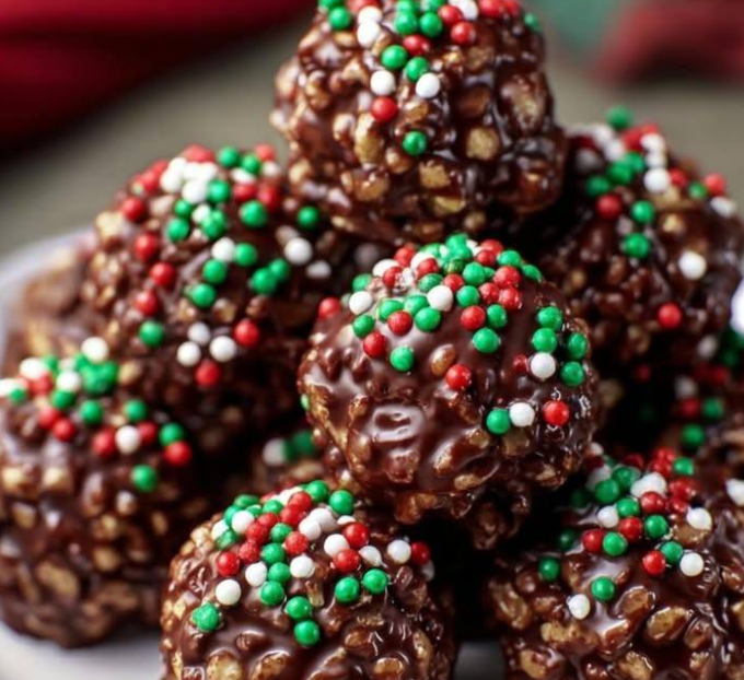 Christmas Chocolate Rice Krispie Balls