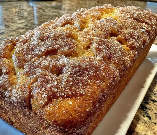 Warm Cinnamon Sugar Apple Loaf Soft Winter Slice