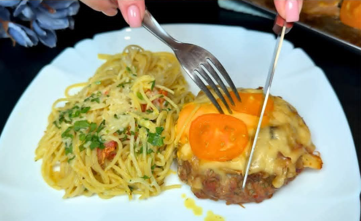 Stuffed Beef & Mushroom Bake with Creamy Spinach Noodles