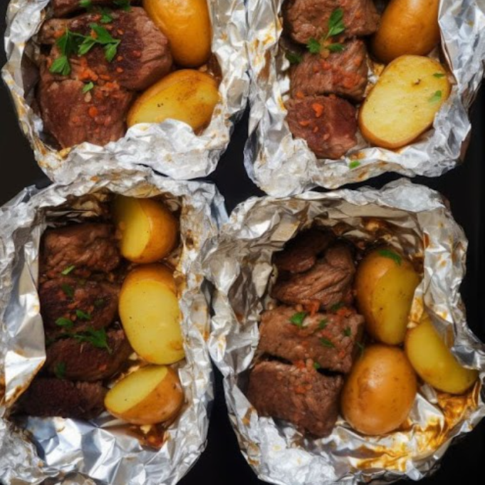 Paquets de Steak au Beurre à l'Ail et Pommes de Terre